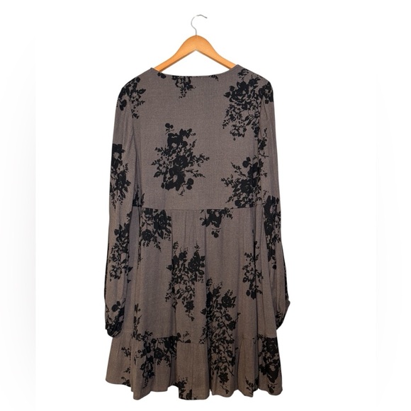Hudson Gray Floral Black Mocha Long Sleeve Dress Women’s Large NWT - Picture 5 of 7